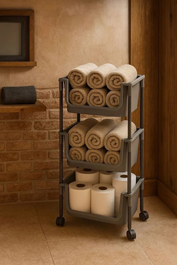 Kitchen Life 3-Tier Rolling Organizer Shelf Toy Cabinet, Kitchen Shelf, Bathroom Shelf, Pantry Organizer Basket
